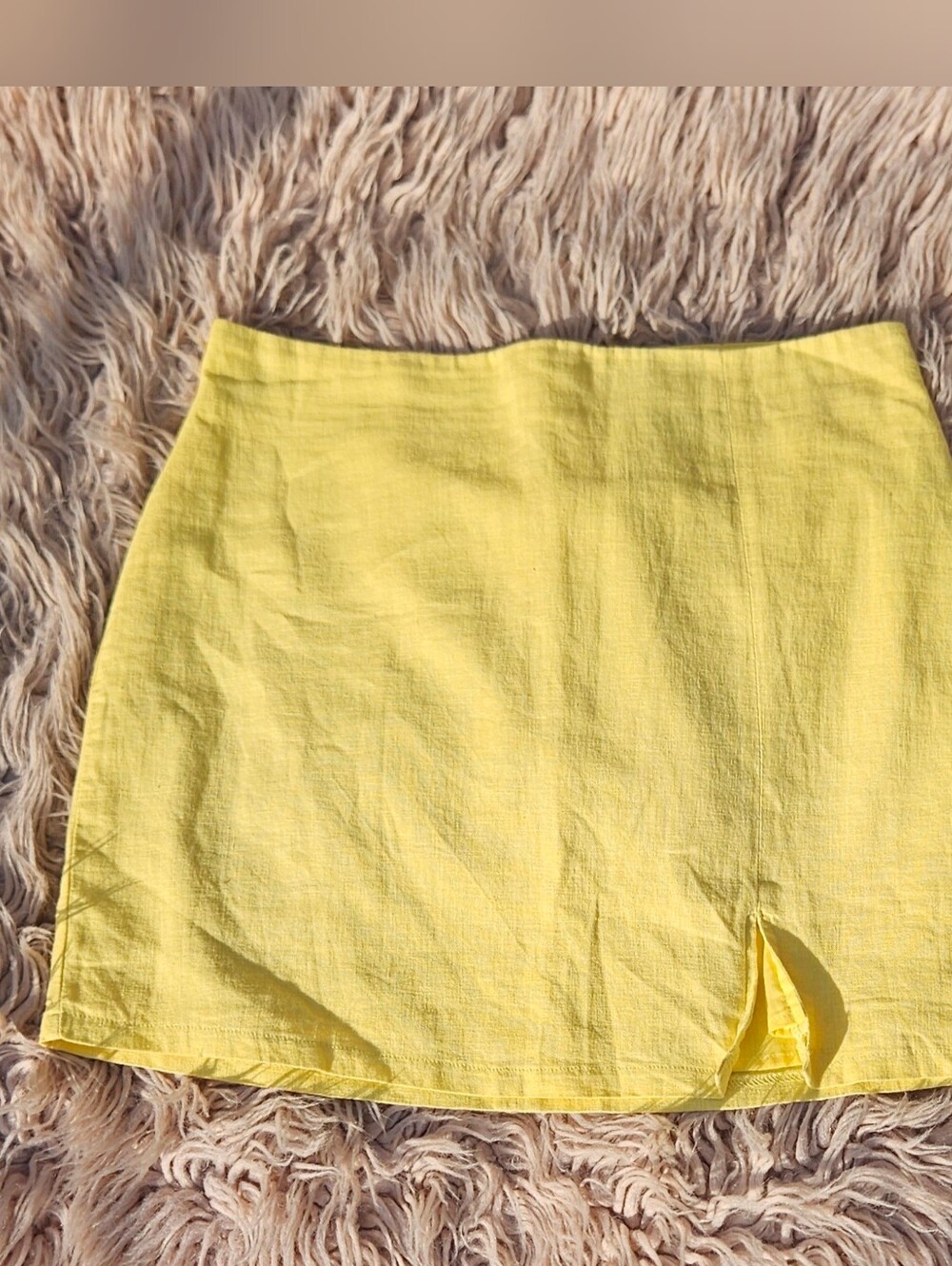 Forever 21 Bright Yellow Mini Skirt with Front Slit